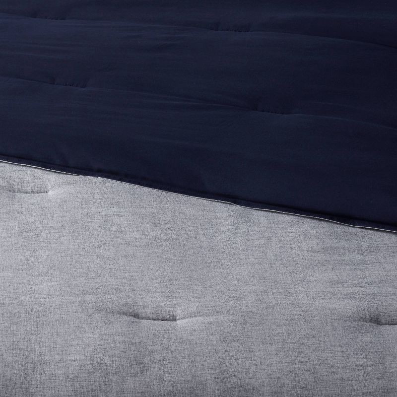 slide 3 of 7, 8pc King Chambray Comforter and Sheet Set Indigo - Threshold™, 8 ct