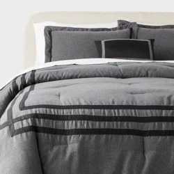 8pc King Applique Border Comforter and Sheet Set Gray - Threshold™