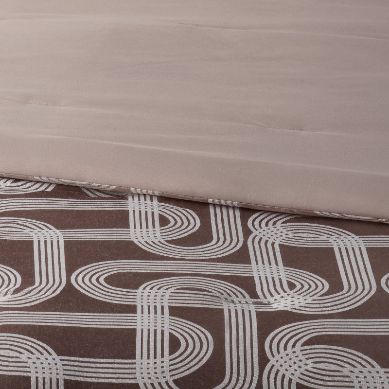 slide 3 of 7, 8pc Queen Jacquard Chain Link Comforter and Sheet Set Taupe - Threshold™, 8 ct