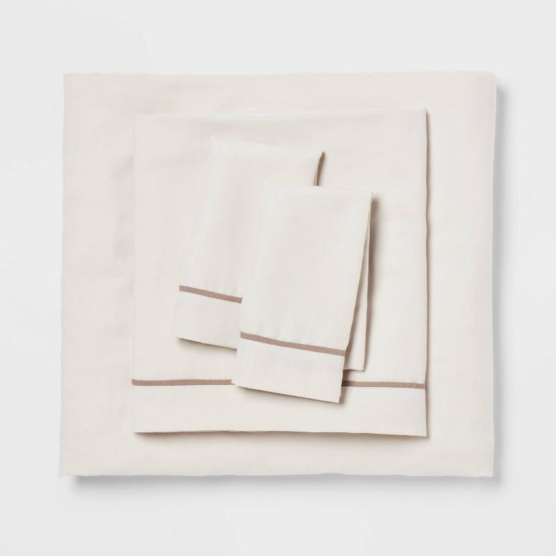 slide 6 of 7, 8pc Queen Jacquard Chain Link Comforter and Sheet Set Taupe - Threshold™, 8 ct