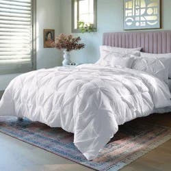 8pc King Pinch Pleat Comforter and Sheet Set White - Threshold™