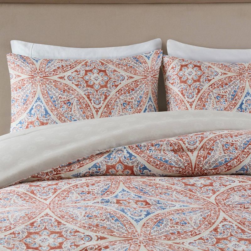 slide 3 of 7, 5pc Queen Medallion Bedding Set Red/Blue, 5 ct
