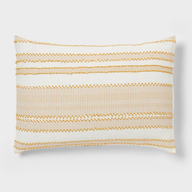 slide 4 of 7, 8pc King Clipped Jacquard Striped Comforter and Sheet Set Yellow - Threshold™, 8 ct