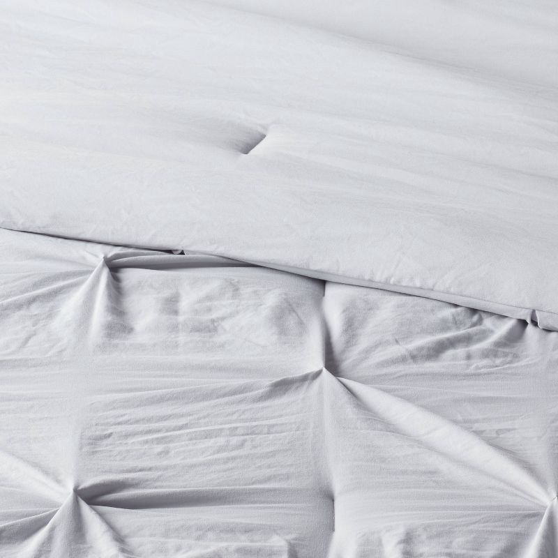 slide 3 of 7, 8pc Queen Pinch Pleat Comforter and Sheet Set Gray - Threshold™, 8 ct