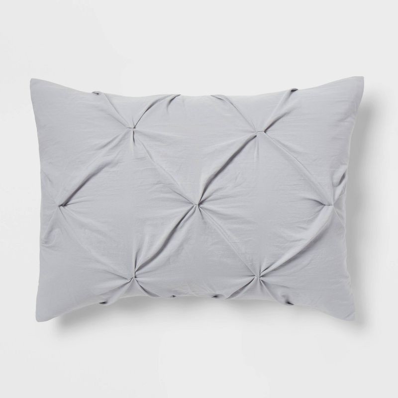 slide 4 of 7, 8pc Queen Pinch Pleat Comforter and Sheet Set Gray - Threshold™, 8 ct