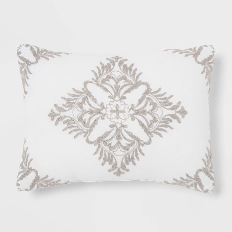 slide 7 of 7, 8pc Queen Pinch Pleat Comforter and Sheet Set Gray - Threshold™, 8 ct