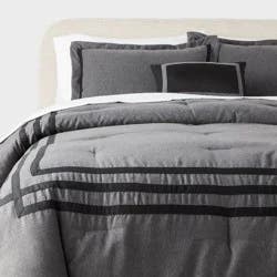 8pc Queen Applique Border Comforter and Sheet Set Gray - Threshold™