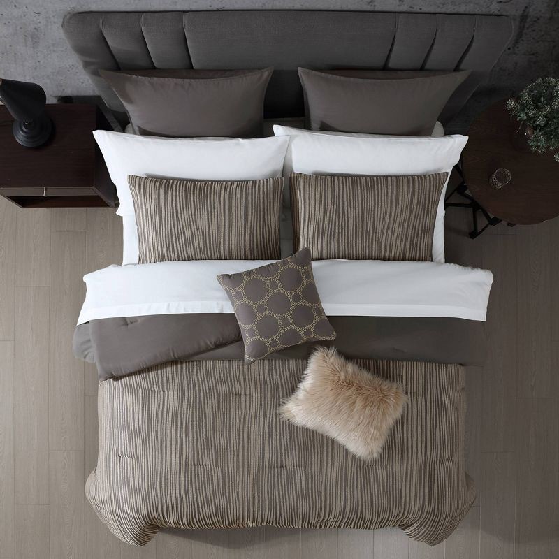 slide 3 of 9, Hallmart Collectibles 12pc Queen Nylah Jacquard Bedding Set Brown, 12 ct