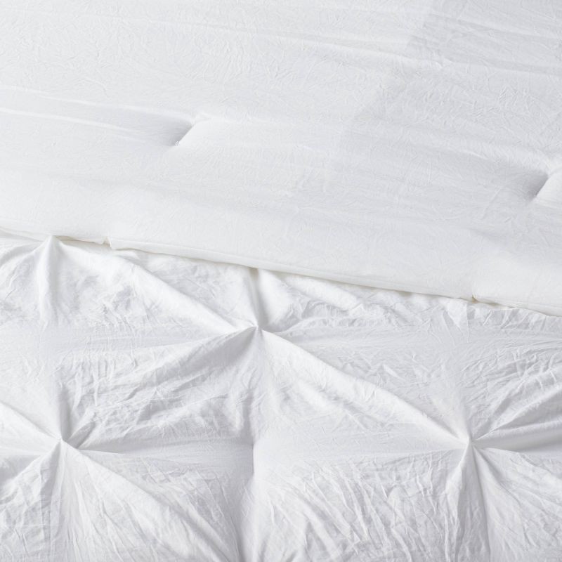 slide 3 of 7, 8pc Queen Pinch Pleat Comforter and Sheet Set White - Threshold™, 8 ct