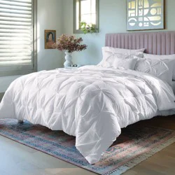 8pc Queen Pinch Pleat Comforter and Sheet Set White - Threshold™