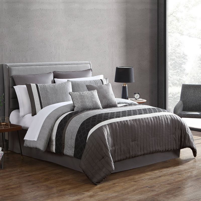 slide 2 of 8, Hallmart Collectibles 8pc Queen Rossi Comforter Set Gray, 8 ct