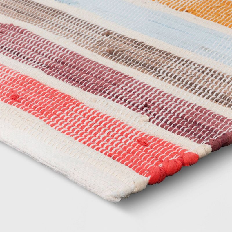 slide 3 of 4, 4'x5'6" Check Striped Chindi Handwoven Area Rug Warm Tones - Room Essentials™, 1 ct