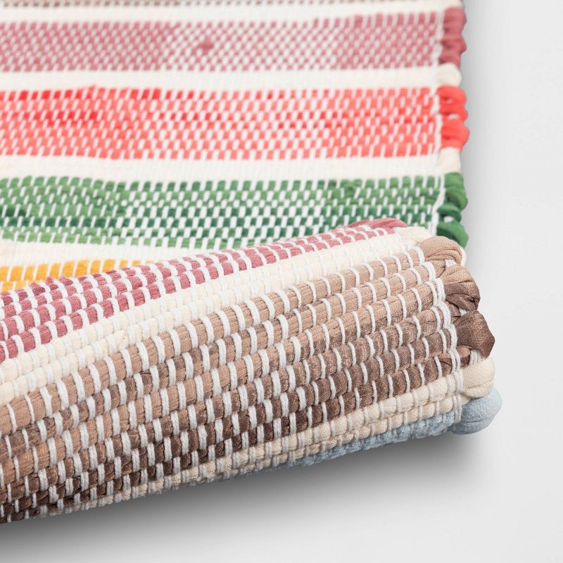 slide 4 of 4, 4'x5'6" Check Striped Chindi Handwoven Area Rug Warm Tones - Room Essentials™, 1 ct
