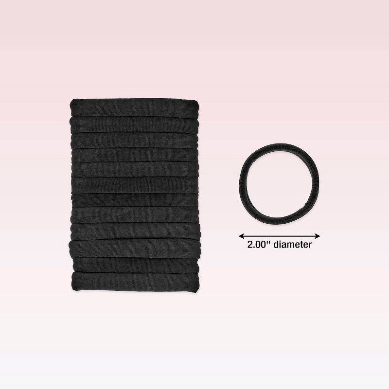 slide 6 of 6, scunci scünci No Damage Super Comfy Hosiery Elastic Hair Tie Ponytailers - Black - All Hair - 12pcs, 12 ct