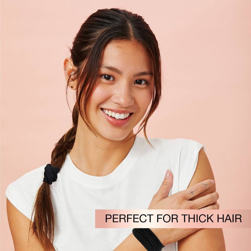 slide 3 of 8, scunci scünci No Damage Super Comfy Hosiery Elastic Hair Tie Ponytailers - Black - Thick Hair - 10pcs, 10 ct
