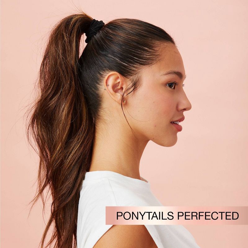 slide 7 of 8, scunci scünci No Damage Super Comfy Hosiery Elastic Hair Tie Ponytailers - Black - Thick Hair - 10pcs, 10 ct