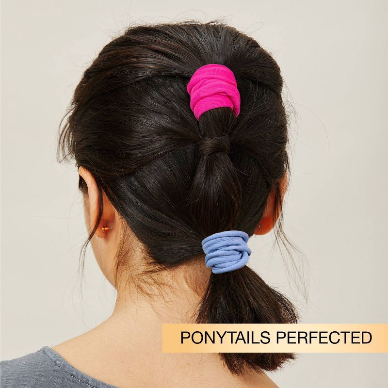 slide 3 of 8, scunci scünci No Damage Super Comfy Hosiery Elastic Hair Tie Ponytailers - Assorted Colors - All Hair - 12pcs, 12 ct