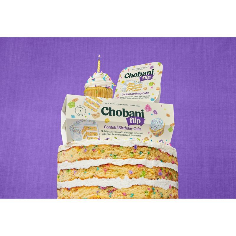 slide 3 of 8, Chobani Flip Confetti Birthday Cake Greek Yogurt - 4.5oz/4 Pack, 4.5 oz, 4 ct