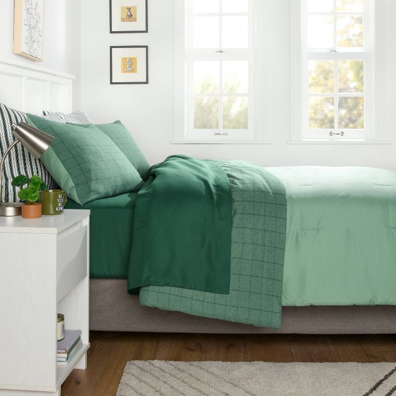slide 3 of 7, 5pc Twin Comforter and Sheet Set Emerald Green - Room Essentials™, 5 ct