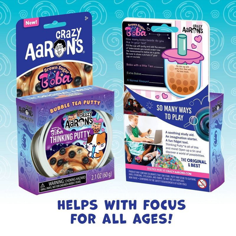 slide 2 of 5, Crazy Aaron's Boba Tea 3.5" Thinking Putty Tin: Educational Sensory Toy, Fidget for Gross Motor Skills, 1 ct