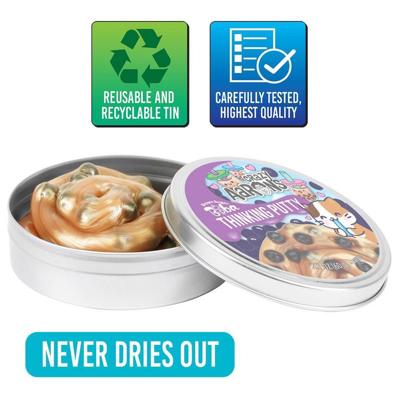 slide 4 of 5, Crazy Aaron's Boba Tea 3.5" Thinking Putty Tin: Educational Sensory Toy, Fidget for Gross Motor Skills, 1 ct