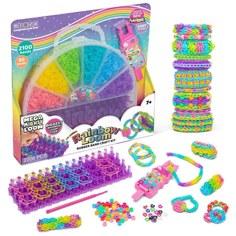 slide 1 of 5, Rainbow Loom Mega Mighty Case Jewelry Kit: Craft Activity Set with Beads, Rubber Bands & Looms, 1 ct