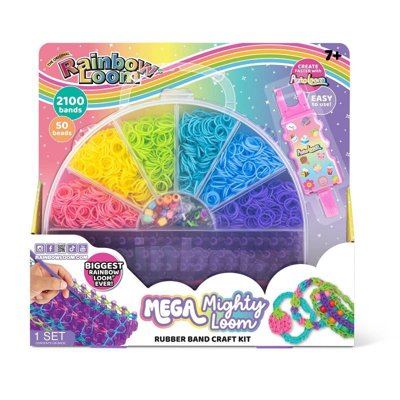 slide 1 of 5, Rainbow Loom Mega Mighty Case Jewelry Kit: Craft Activity Set with Beads, Rubber Bands & Looms, 1 ct