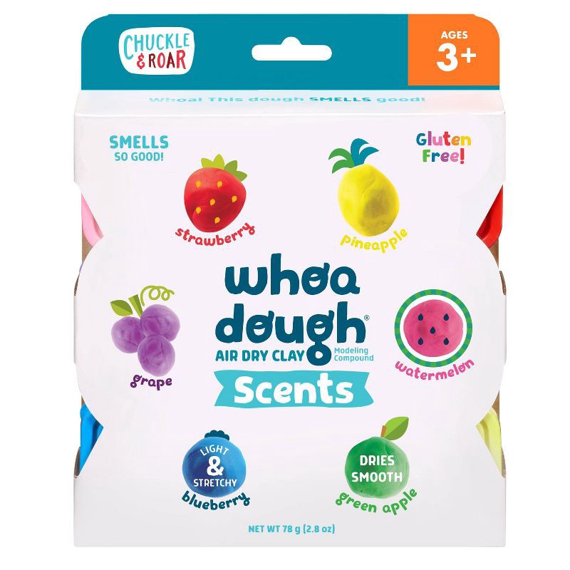 slide 1 of 6, Chuckle & Roar Whoa Dough Scents - Air Dry Clay: Fine Motor Skills, 6 Pieces, 120g Modeling Dough, 6 ct, 120 gram