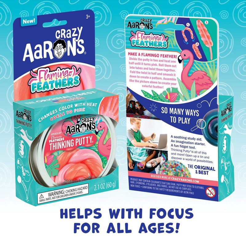slide 2 of 5, Crazy Aaron's Flamingo Feathers 3.5" Thinking Putty Tin, 1 ct