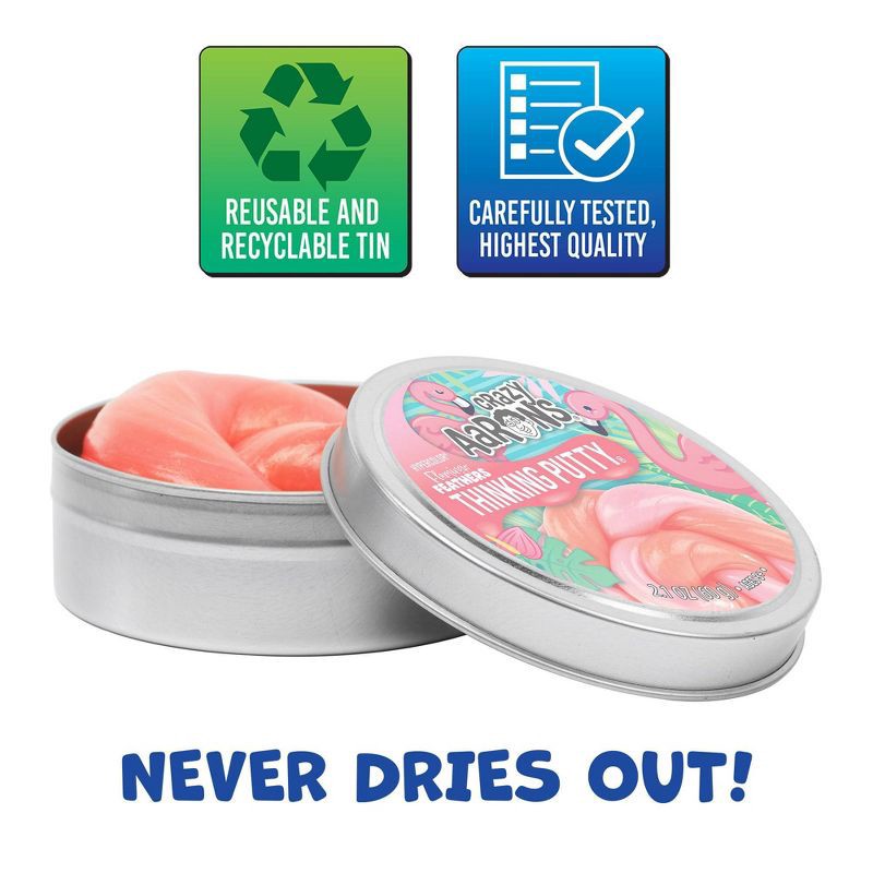slide 4 of 5, Crazy Aaron's Flamingo Feathers 3.5" Thinking Putty Tin, 1 ct