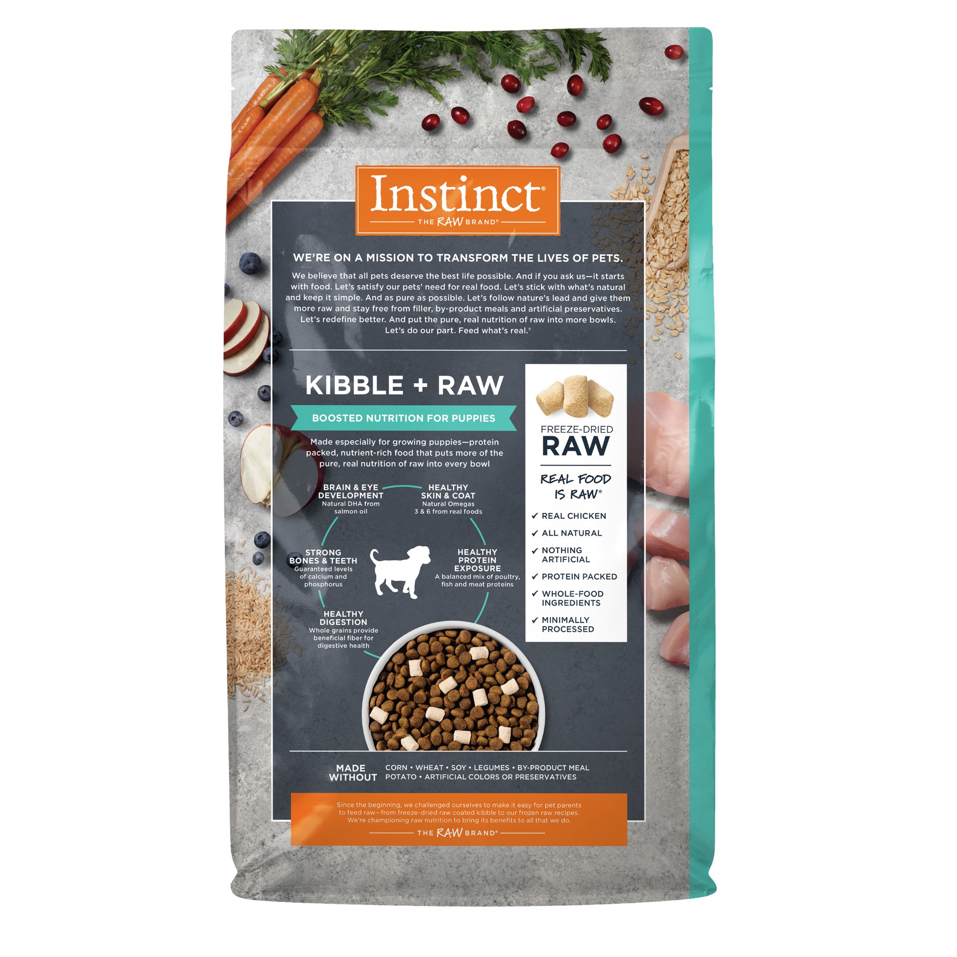 slide 5 of 9, Instinct Raw Boost Puppy Whole Grain Chicken & Brown Rice Dry Dog Food, 20 lb. Bag, 320 oz