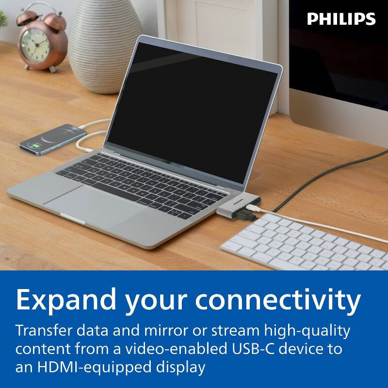 slide 4 of 5, Philips USB-C & HDMI Hub with Power Delivery, 1 ct