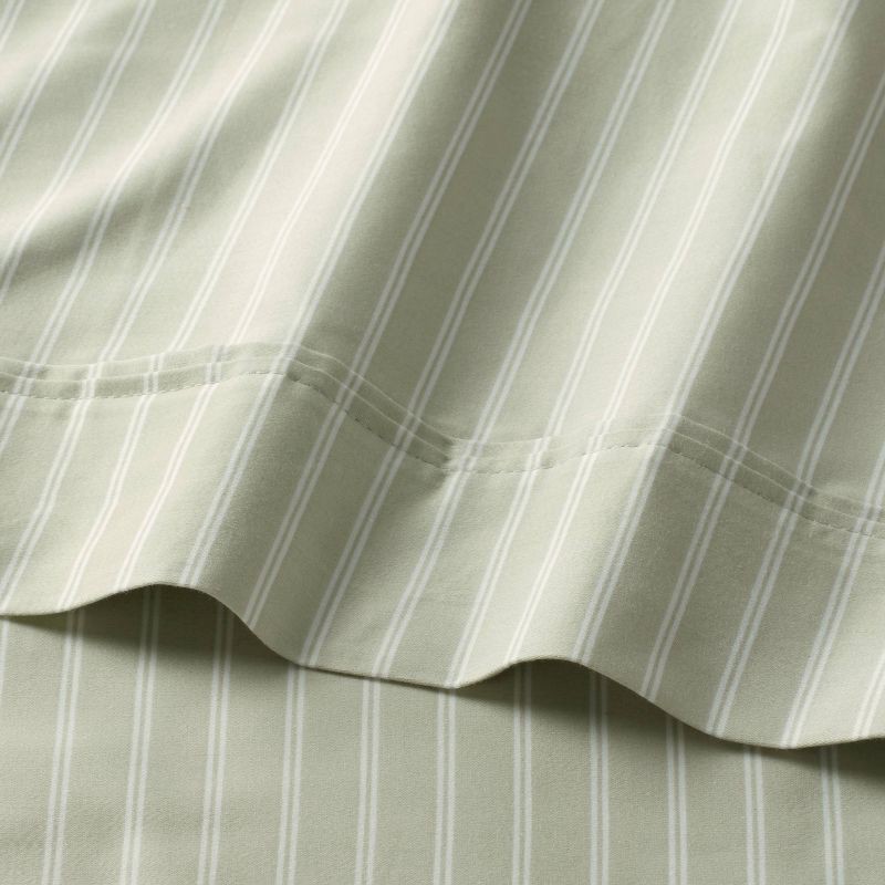 slide 3 of 4, King 400 Thread Count Performance Sheet Set Green Stripe - Threshold™, 1 ct