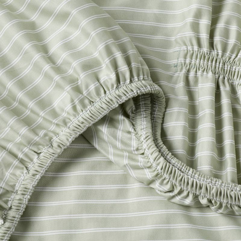 slide 4 of 4, King 400 Thread Count Performance Sheet Set Green Stripe - Threshold™, 1 ct