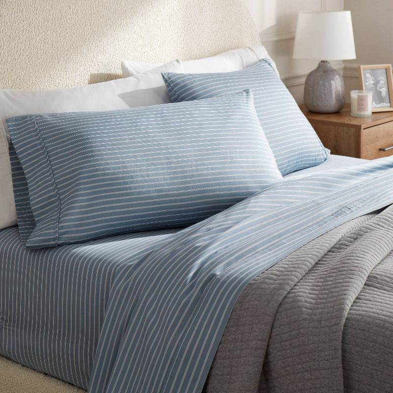 slide 2 of 4, Twin/Twin XL 400 Thread Count Performance Sheet Set Blue Stripe - Threshold™, 1 ct