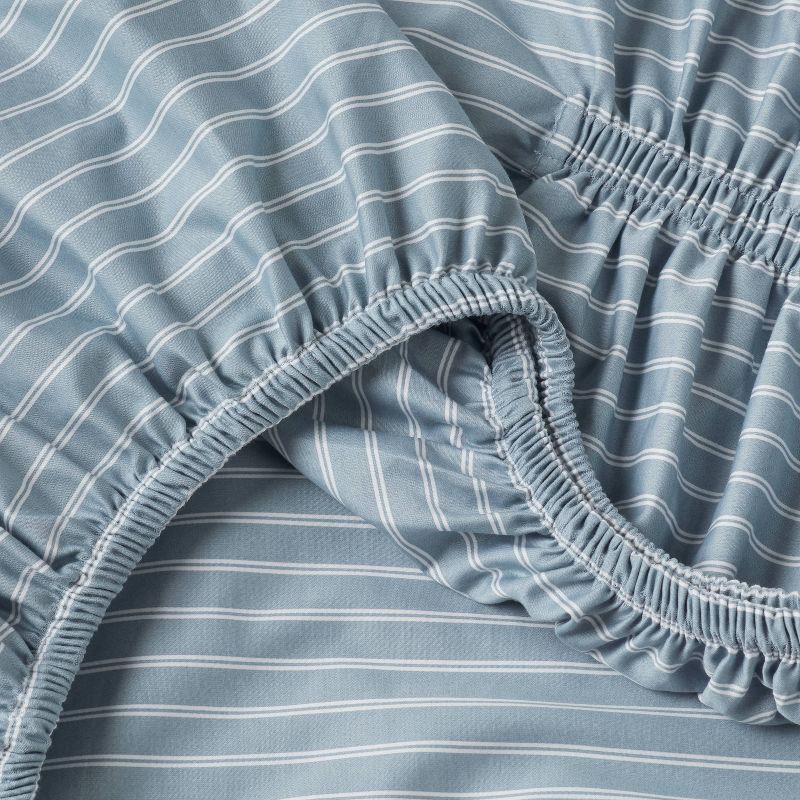 slide 4 of 4, Twin/Twin XL 400 Thread Count Performance Sheet Set Blue Stripe - Threshold™, 1 ct