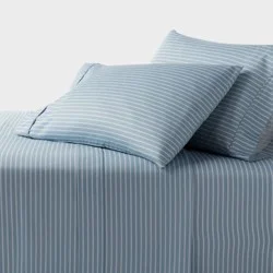 Full 400 Thread Count Performance Sheet Set Blue Stripe - Threshold™