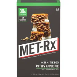 Met-Rx 32g Protein Meal Replacement Bar - Big 100 Crispy Apple Pie - 4ct