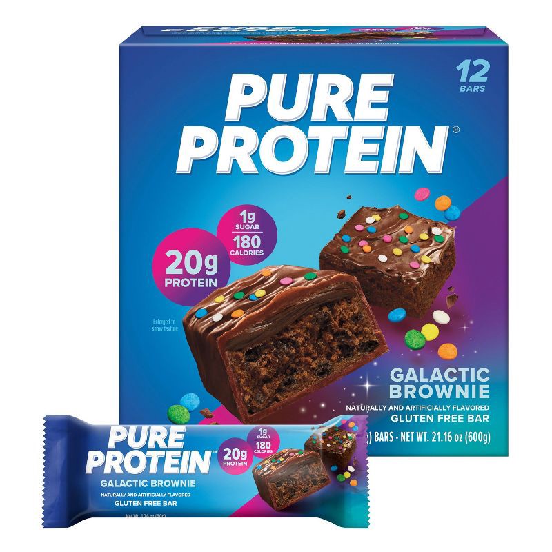 slide 1 of 9, Pure Protein 20g Protein Bar - Galactic Brownie - 12ct, 20 gram, 12 ct
