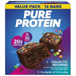 Pure Protein 20g Protein Bar - Galactic Brownie - 12ct: Ready to Eat, Chewy Consistency, 21.12oz Net Weight