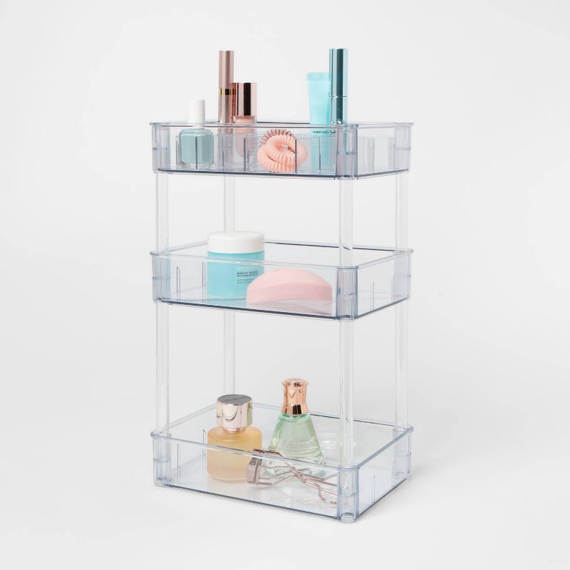 slide 3 of 3, 9"x6"x14" 3 Tier Shelf Clear - Brightroom™, 1 ct