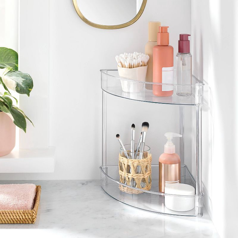 slide 2 of 3, 2 Tier Corner Shelf Clear - Brightroom™, 1 ct