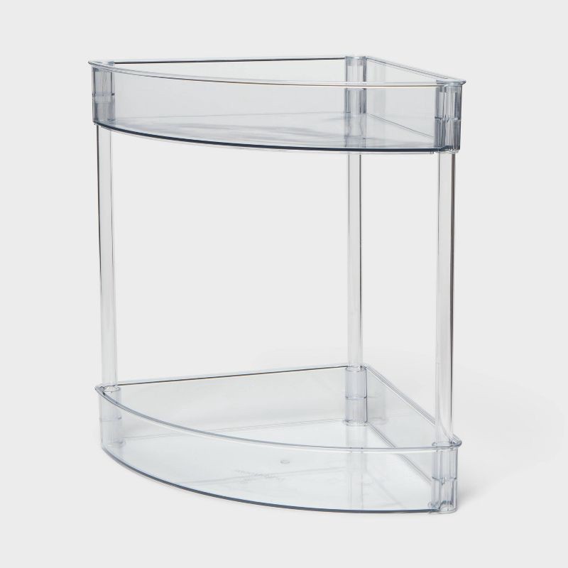 slide 1 of 3, 2 Tier Corner Shelf Clear - Brightroom™, 1 ct