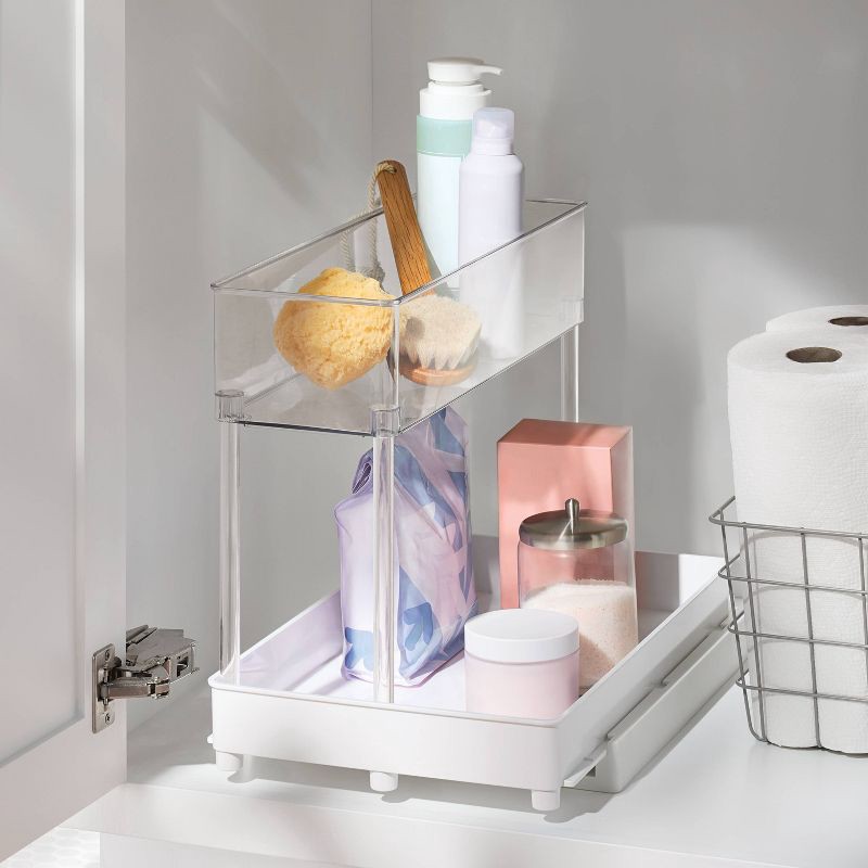 slide 2 of 4, Long Gliding Tray with Bin Clear - Brightroom™, 1 ct