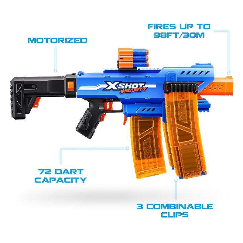 slide 7 of 8, XSHOT Insanity Motorized Clip Mania Blaster by ZURU, 1 ct