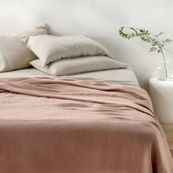 King Rayon from Bamboo Matelasse Blanket Light Adobe Clay - Casaluna™