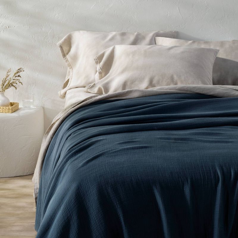 slide 1 of 6, Full/Queen Rayon from Bamboo Matelasse Blanket Dark Mineral Blue - Casaluna™, 1 ct