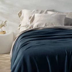 Full/Queen Rayon from Bamboo Matelasse Blanket Dark Mineral Blue - Casaluna™
