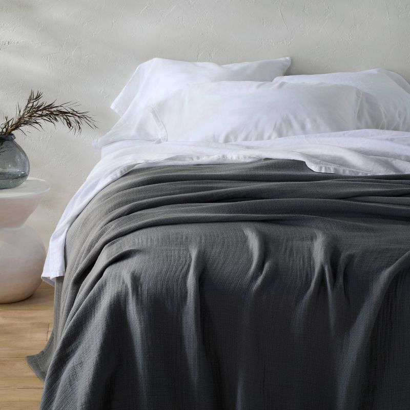 slide 1 of 6, Full/Queen Rayon from Bamboo Matelasse Blanket Dark Gray - Casaluna™, 1 ct