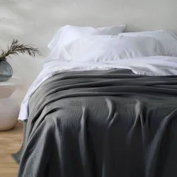 Full/Queen Rayon from Bamboo Matelasse Blanket Dark Gray - Casaluna™
